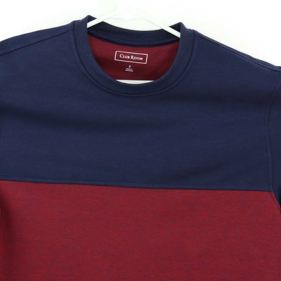 Club Room Mens Fleece Sweatshirt Fire Red Blue Col - Picture 3 of 7